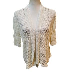 Jones New York Cream Open Knit Cardigan